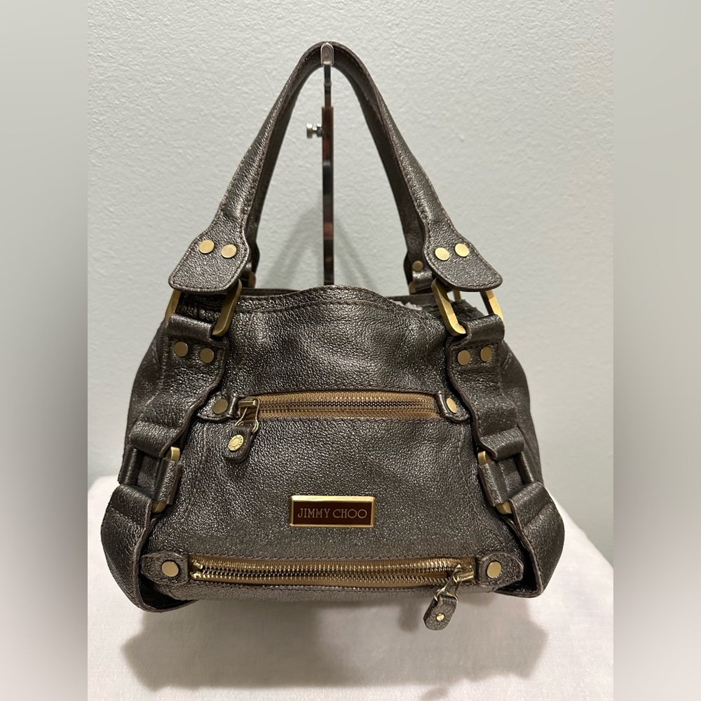 Jimmy Choo Metallic Dark Gold Mahala Satchel